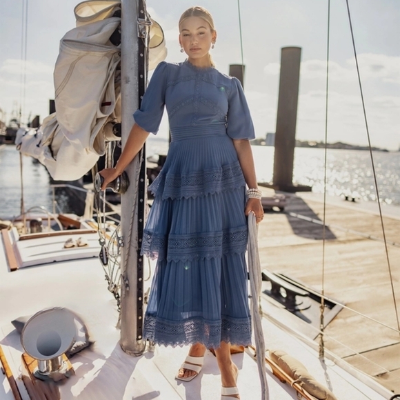 Ellie Makir Dresses & Skirts - Lace Pleated Tier Dress. Sold-out online!